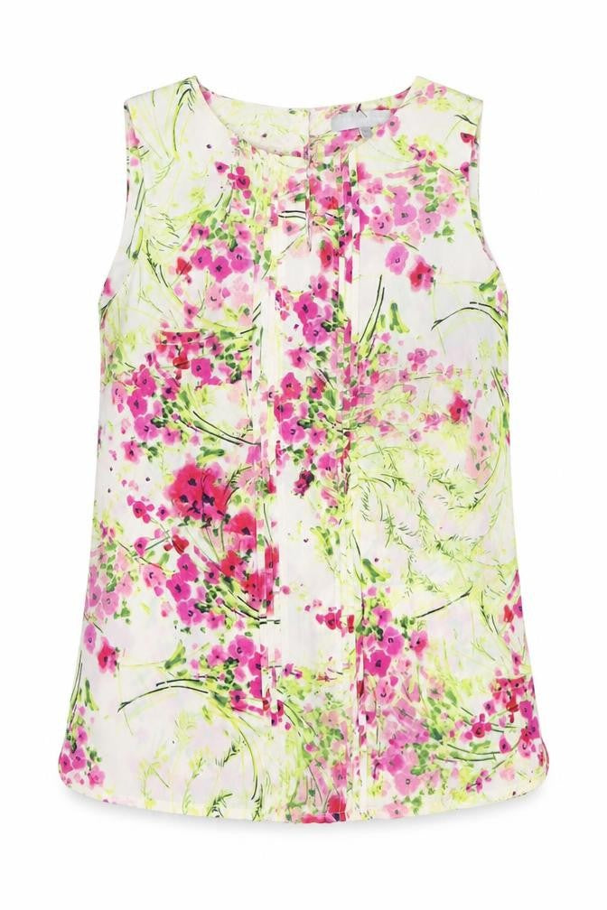 Front view of Red Herring women’s multicoloured floral polyester basic button-up, size UK 12, round neck