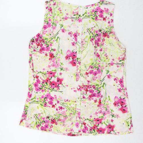 Red Herring Womens Multicoloured Floral Polyester Basic Button-Up Size 12 Round Neck