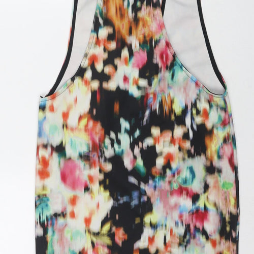 Bershka Womens Multicoloured Floral Polyester Basic Tank Size XS Round Neck