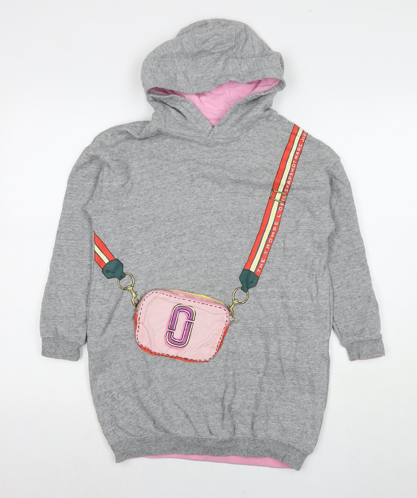 Marc Jacobs Girls Grey Cotton Pullover Hoodie Size 10 Years Pullover - Bag Detail