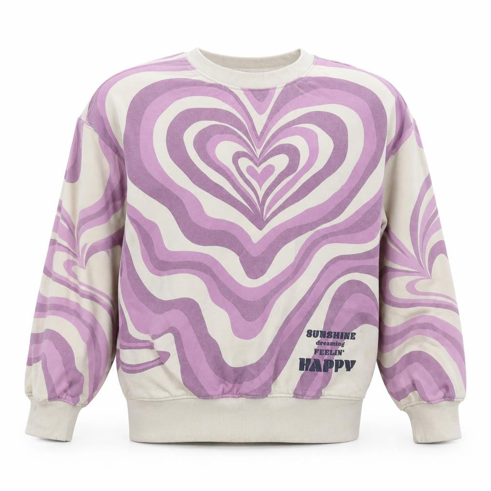 H&M Girls Multicoloured Geometric Cotton Pullover Sweatshirt Size 10-11 Years Pullover - Age 10-12 Years