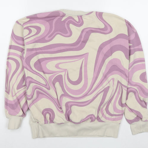 H&M Girls Multicoloured Geometric Cotton Pullover Sweatshirt Size 10-11 Years Pullover - Age 10-12 Years