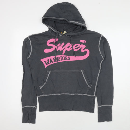 Superdry Womens Grey Cotton Pullover Hoodie Size S Pullover - Logo