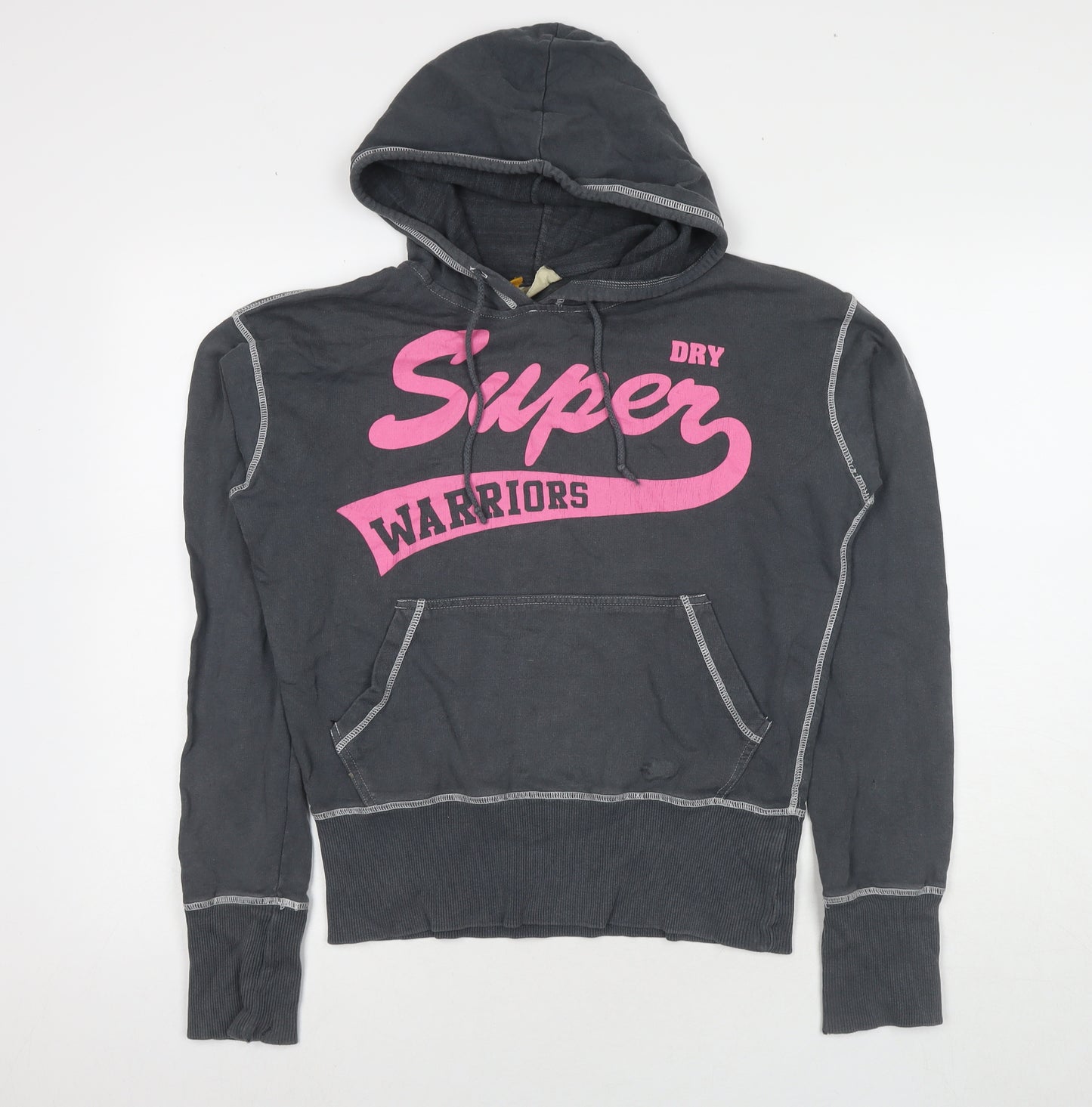 Superdry Womens Grey Cotton Pullover Hoodie Size S Pullover - Logo