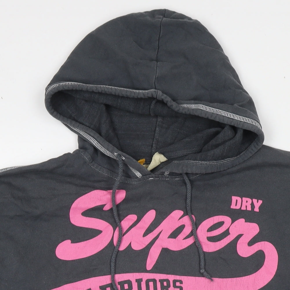 Superdry Womens Grey Cotton Pullover Hoodie Size S Pullover - Logo