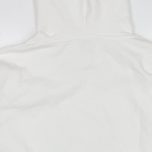 River Island Mens White Cotton Pullover Hoodie Size XS - Embellishment Detail Logo