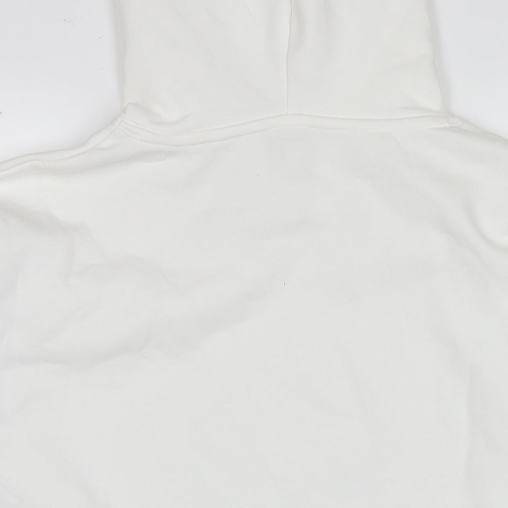 River Island Mens White Cotton Pullover Hoodie Size XS - Embellishment Detail Logo