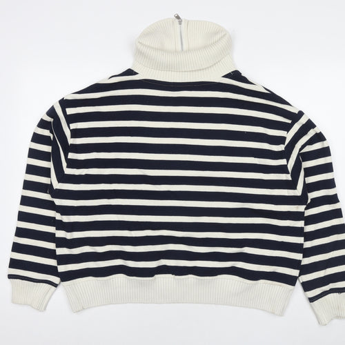 Marks and Spencer Womens Blue Striped Cotton Pullover Sweatshirt Size L Pullover