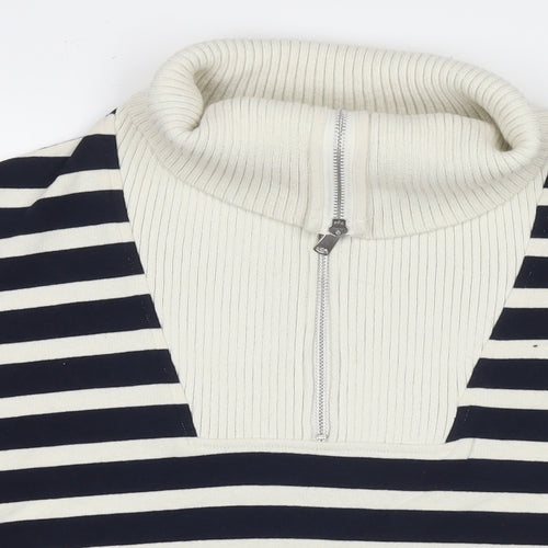 Marks and Spencer Womens Blue Striped Cotton Pullover Sweatshirt Size L Pullover