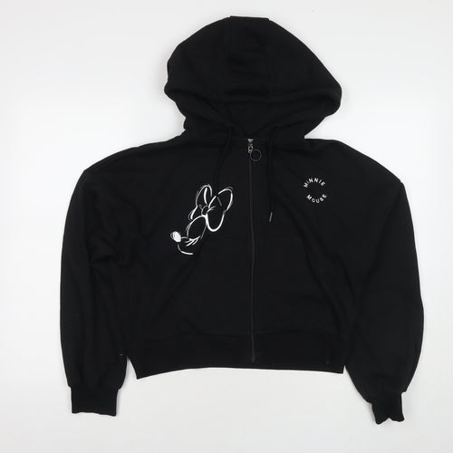 Disney Womens Black Polyester Pullover Hoodie Size S Zip - Minnie Mouse