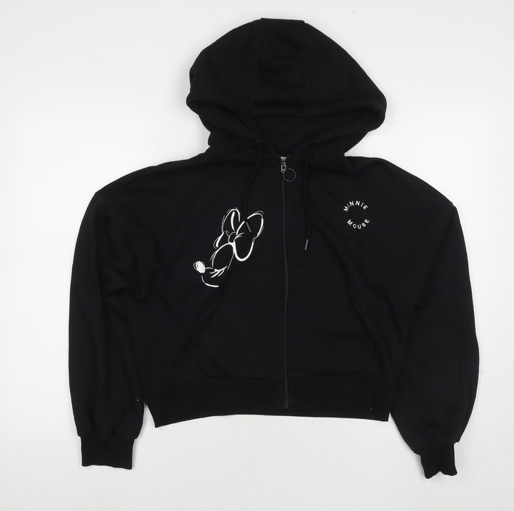 Disney Womens Black Polyester Pullover Hoodie Size S Zip - Minnie Mouse