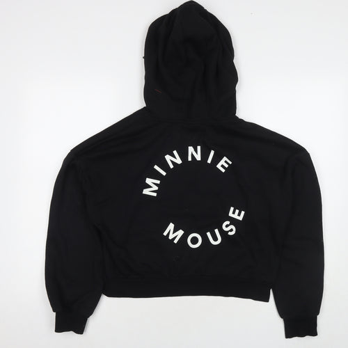Disney Womens Black Polyester Pullover Hoodie Size S Zip - Minnie Mouse