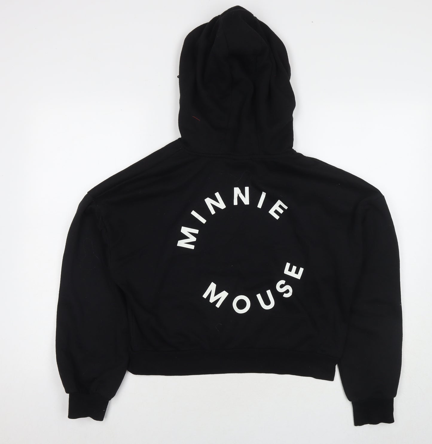 Disney Womens Black Polyester Pullover Hoodie Size S Zip - Minnie Mouse