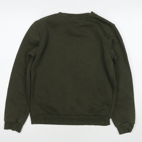 PUMA Girls Green Cotton Pullover Hoodie Size 13-14 Years Pullover - Logo