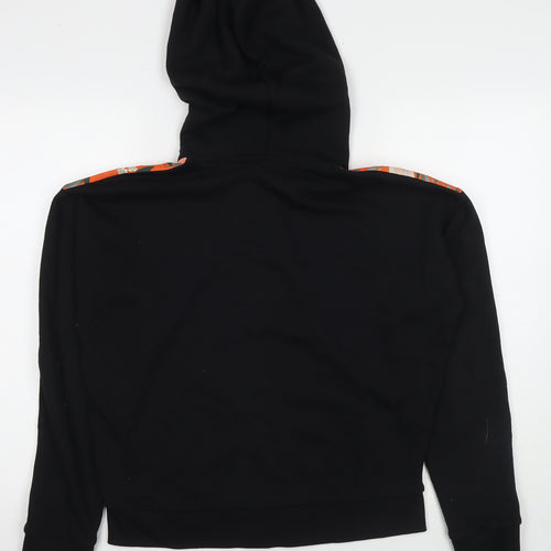 Topshop Womens Black Floral Polyester Full Zip Hoodie Size 8 Zip