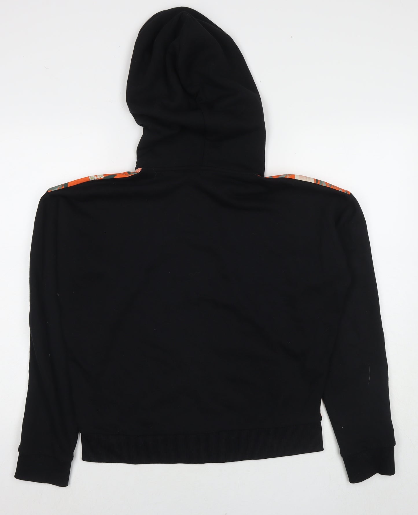 Topshop Womens Black Floral Polyester Full Zip Hoodie Size 8 Zip