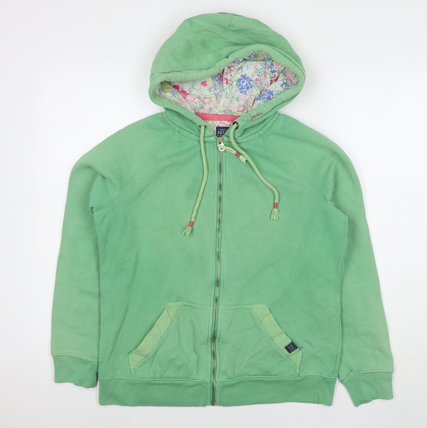 Joules Womens Green Cotton Full Zip Hoodie Size 14 Zip