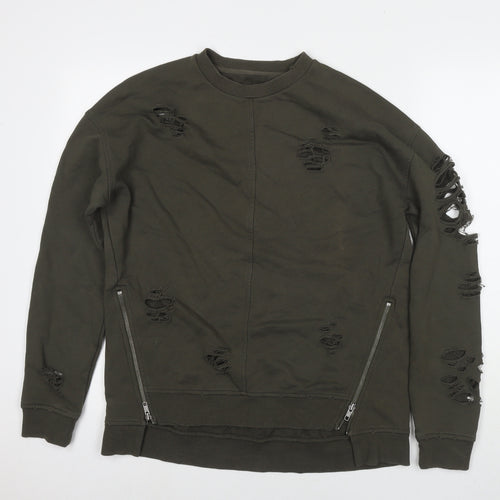 Joe's Mens Green Polyester Pullover Sweatshirt Size XS - Ripped Detail