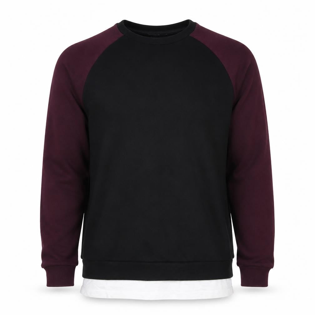 Front view of ASOS men’s black cotton pullover sweatshirt, size M