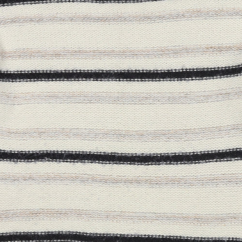 Cameo Rose Womens Beige Round Neck Striped Acrylic Pullover Jumper Size M - Size M/L