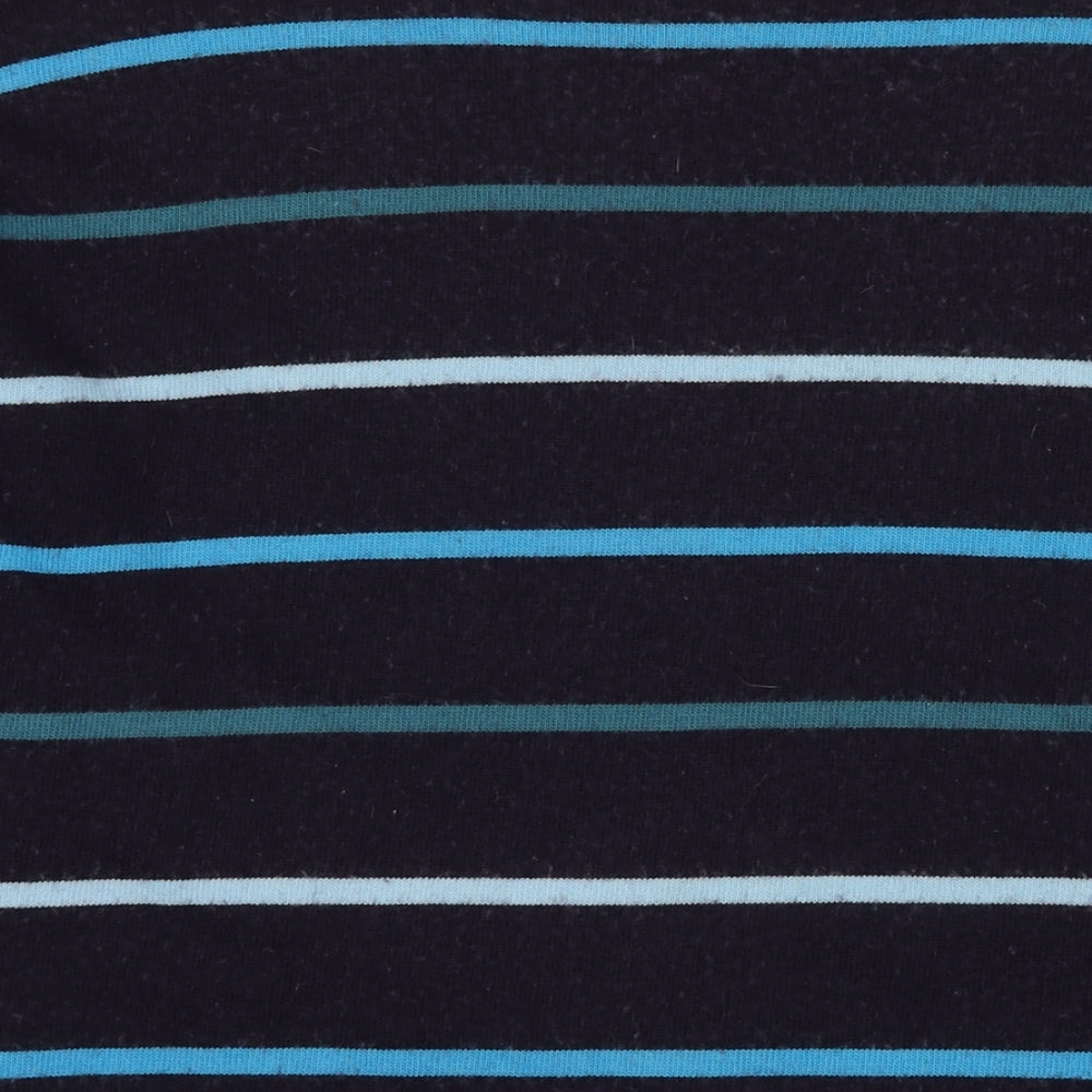Lacoste Mens Blue Round Neck Striped Wool Pullover Jumper Size XL Long Sleeve - Label Size 6