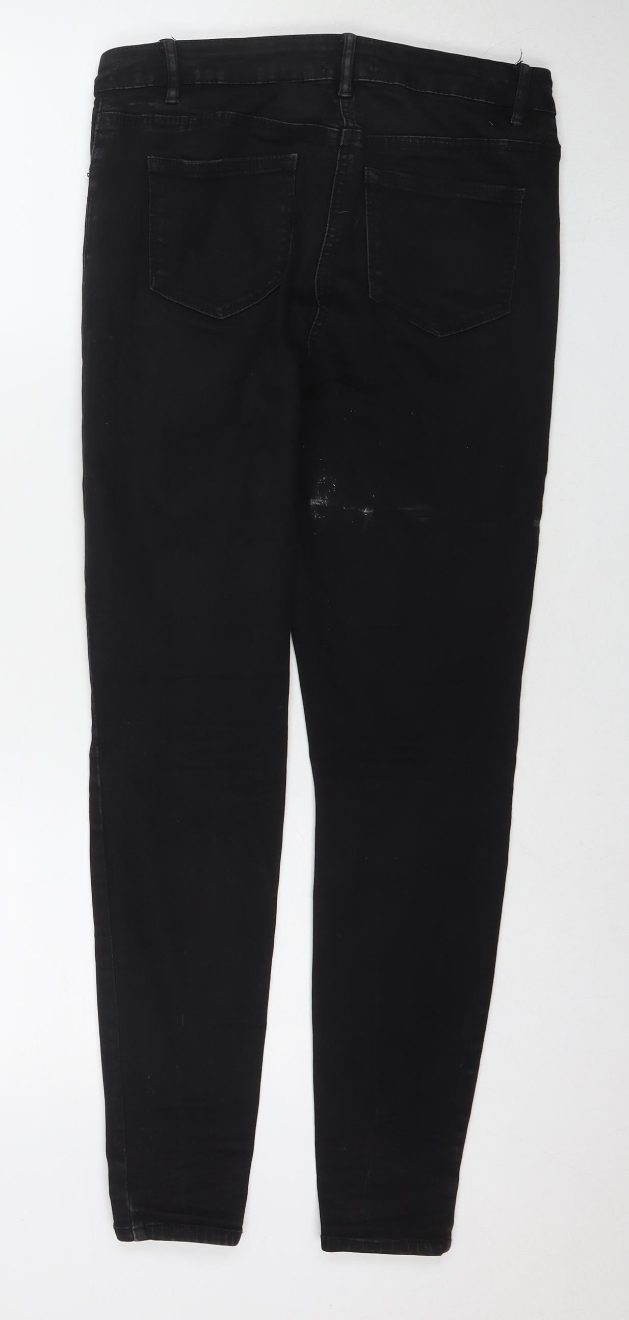 Papaya Womens Black Cotton Skinny Jeans Size 10 L27 in Regular Zip