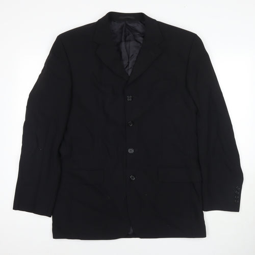 Gibson Mens Black Geometric Jacket Blazer Size 38 Button