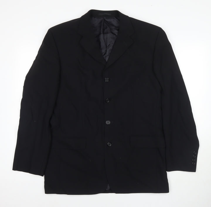 Gibson Mens Black Geometric Jacket Blazer Size 38 Button