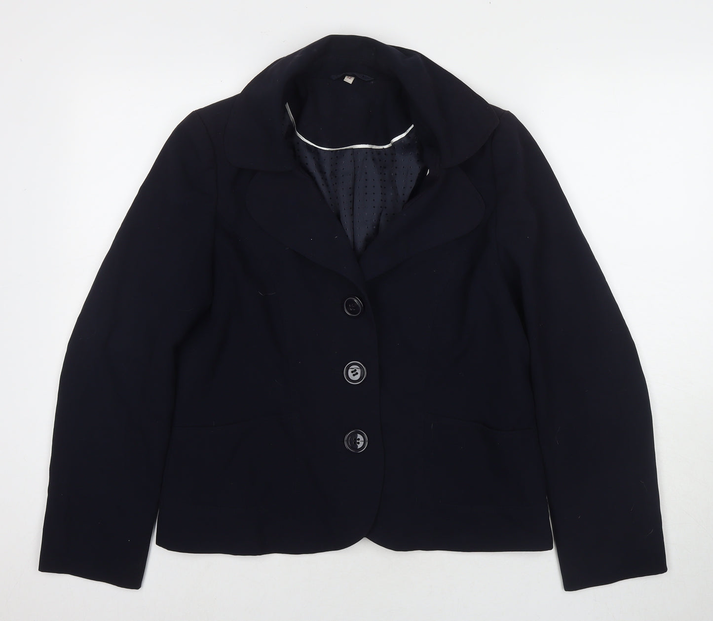 EWM Womens Blue Jacket Blazer Size 12 Button