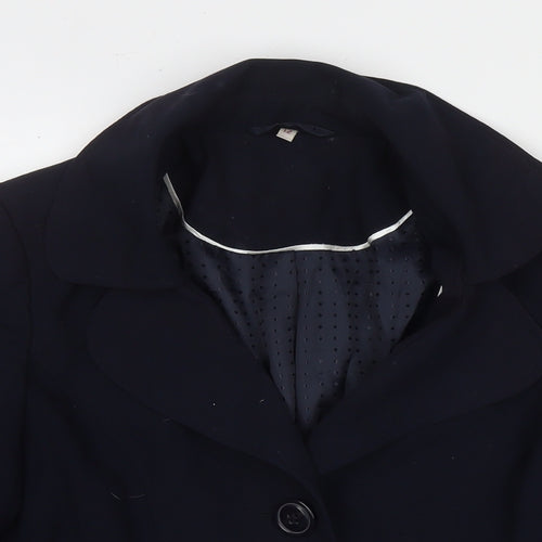 EWM Womens Blue Jacket Blazer Size 12 Button