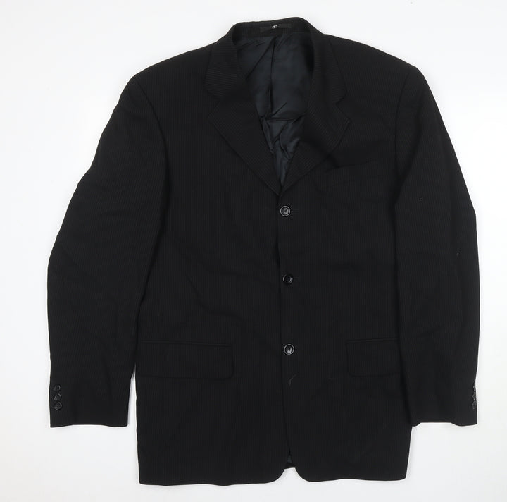 Ciro Citterio Mens Black Wool Jacket Suit Jacket Size 40 Regular