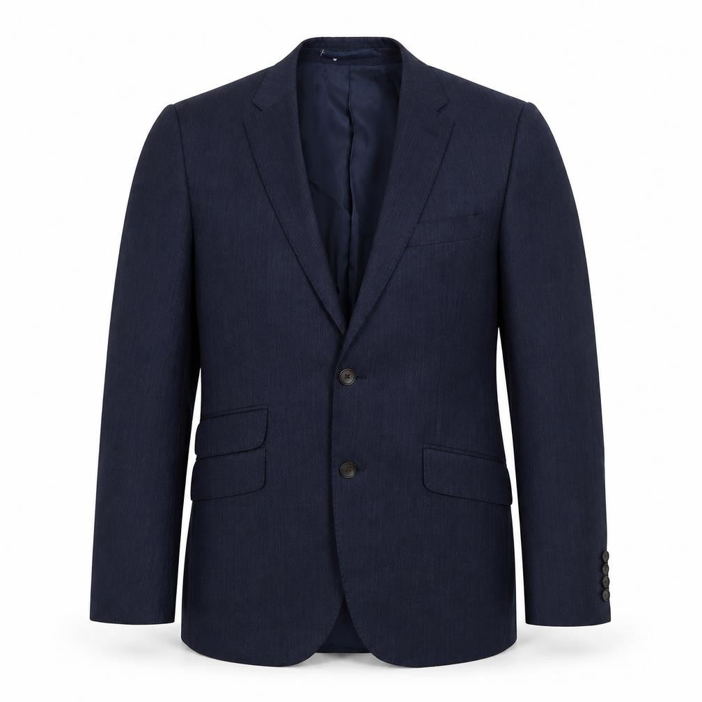 Front view of Marks & Spencer men’s blue wool jacket suit jacket, size 38, regular