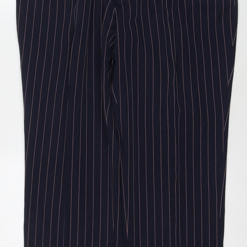 Vital Mens Blue Striped Polyester Trousers Size 35 in L32 in Regular Zip