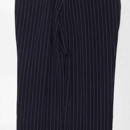 Vital Mens Blue Striped Polyester Trousers Size 35 in L32 in Regular Zip