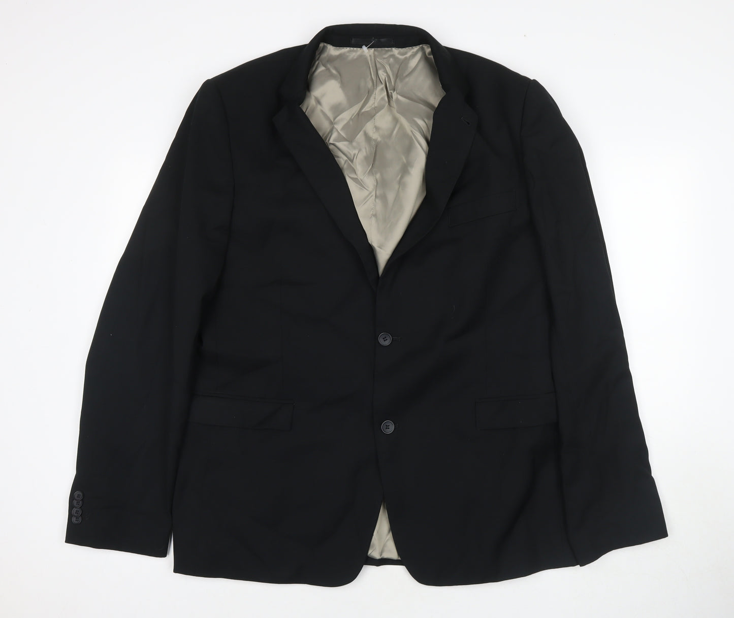Topman Mens Black Polyester Jacket Suit Jacket Size 46 Regular