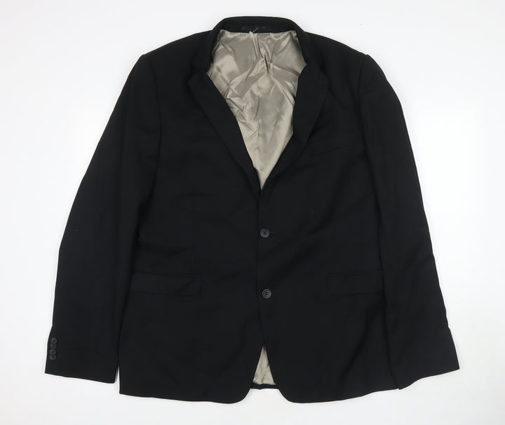 Topman Mens Black Polyester Jacket Suit Jacket Size 46 Regular