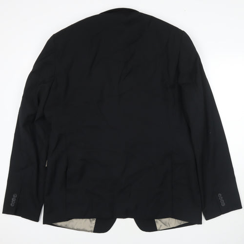Topman Mens Black Polyester Jacket Suit Jacket Size 46 Regular