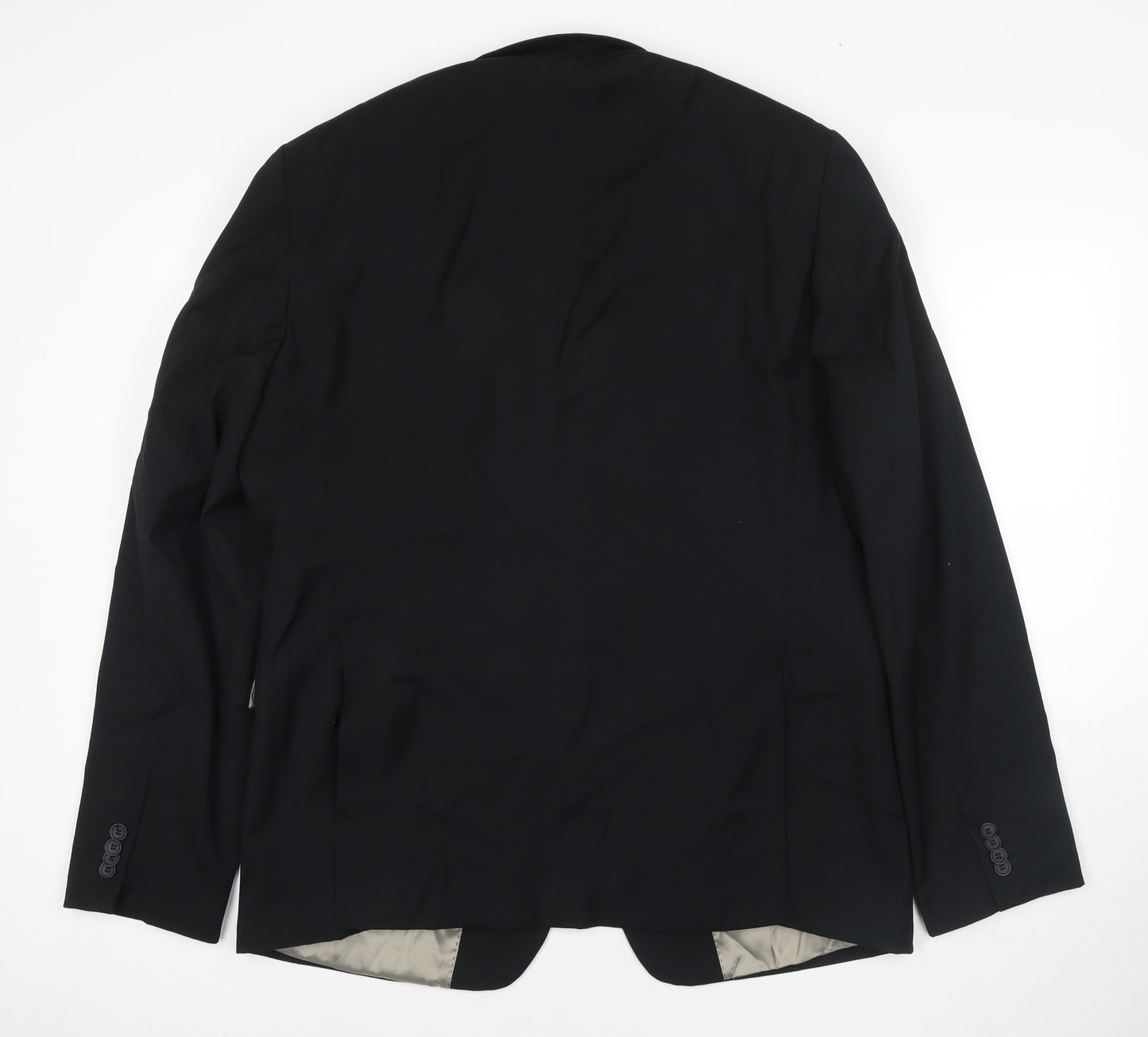 Topman Mens Black Polyester Jacket Suit Jacket Size 46 Regular