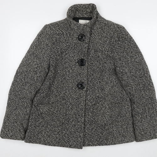 Lakeland Womens Black Pea Coat Coat Size 12 Button