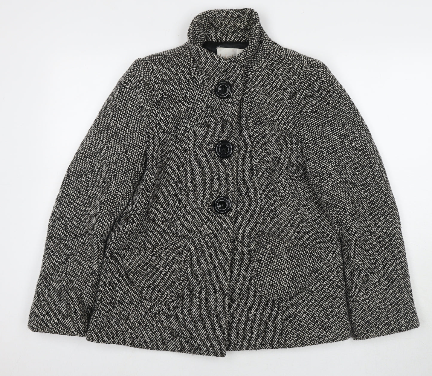 Lakeland Womens Black Pea Coat Coat Size 12 Button