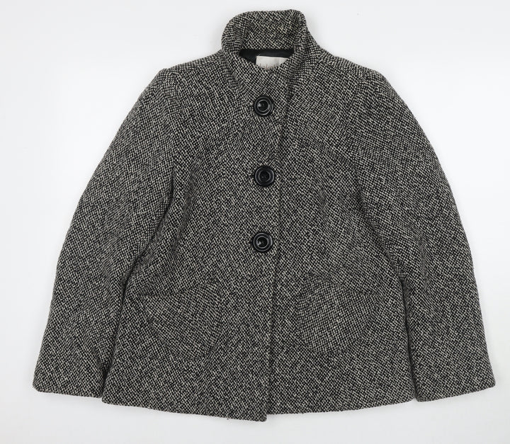 Lakeland Womens Black Pea Coat Coat Size 12 Button