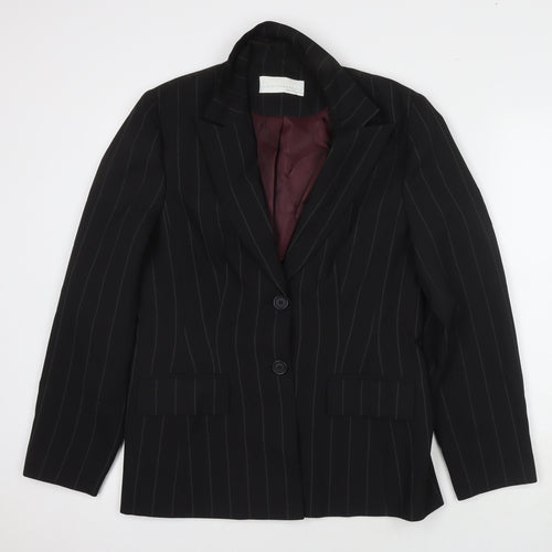 AMARANTO Womens Black Jacket Blazer Size 14 Button