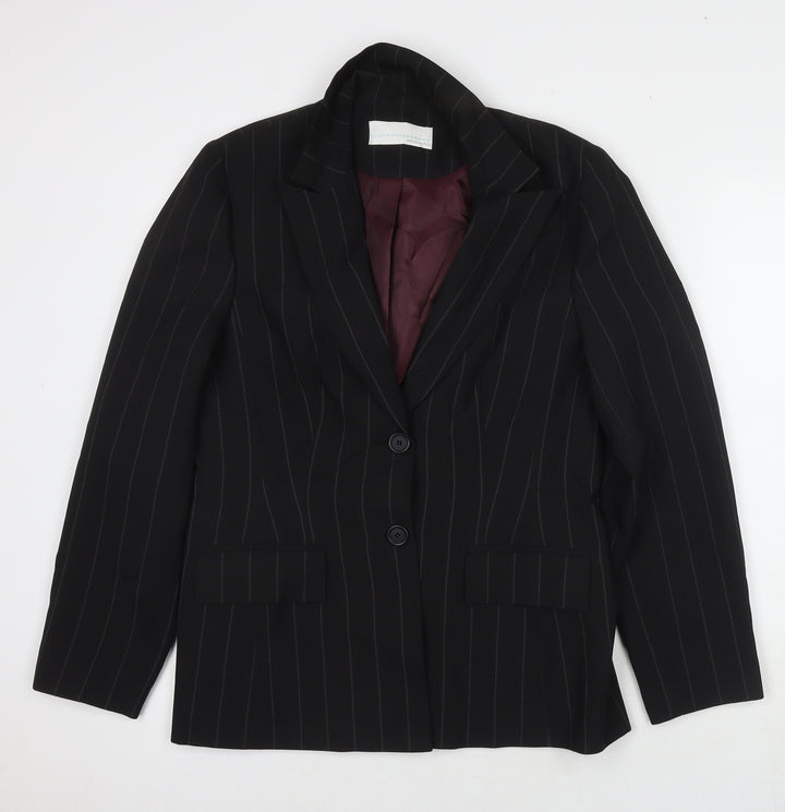AMARANTO Womens Black Jacket Blazer Size 14 Button