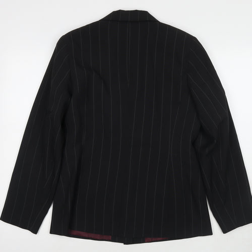 AMARANTO Womens Black Jacket Blazer Size 14 Button