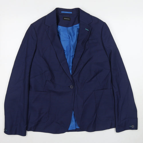 Dimentions Womens Blue Jacket Blazer Size 14 Button