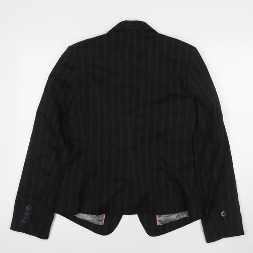 NEXT Womens Black Striped Jacket Blazer Size 12 Button