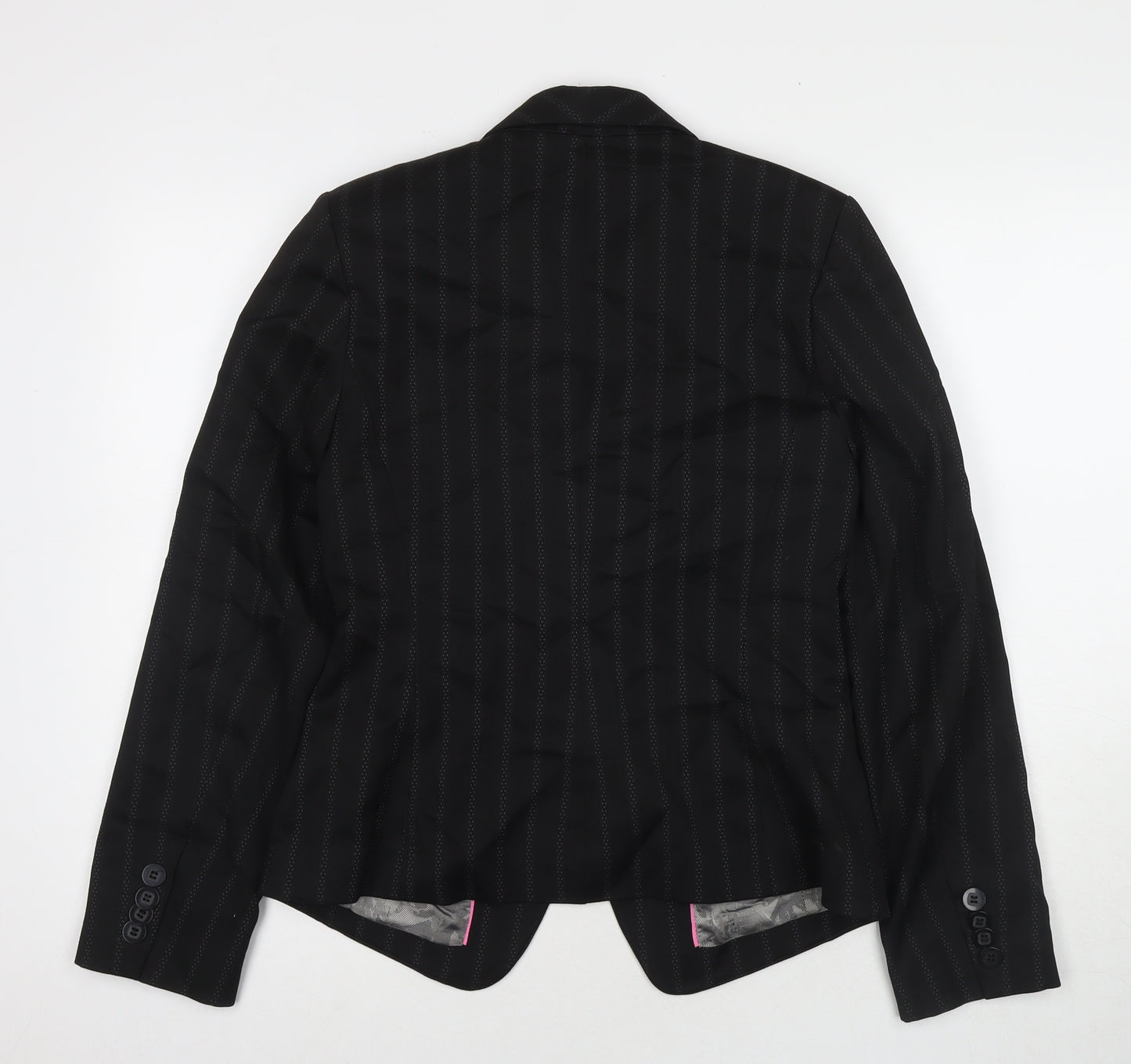 NEXT Womens Black Striped Jacket Blazer Size 12 Button