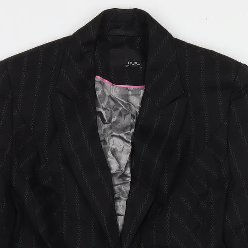 NEXT Womens Black Striped Jacket Blazer Size 12 Button