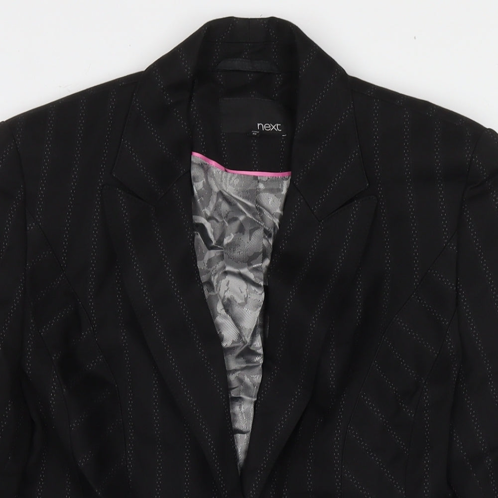 NEXT Womens Black Striped Jacket Blazer Size 12 Button