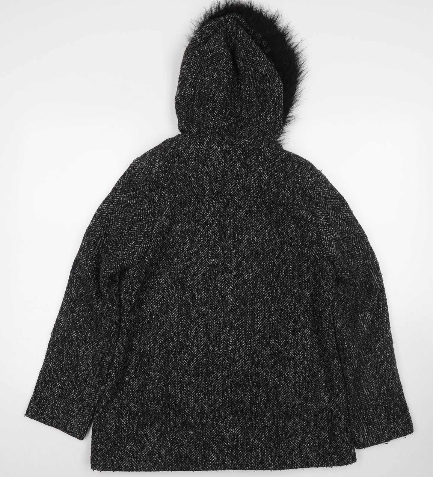 New Look Womens Black Overcoat Jacket Size 12 Zip